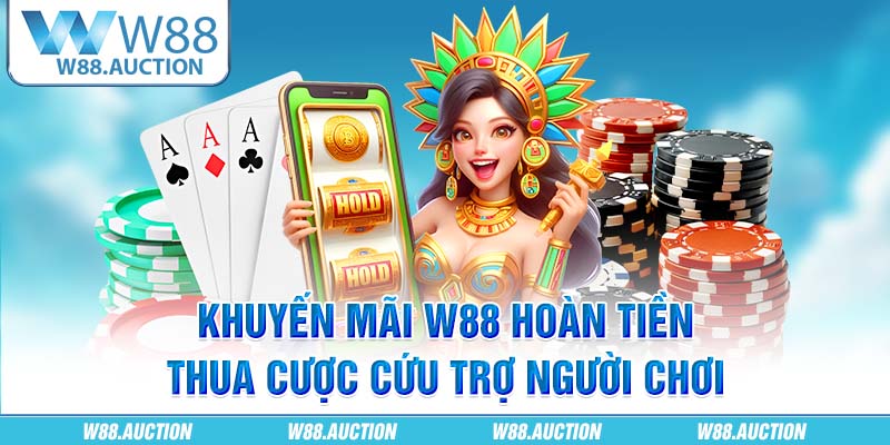 Khuyến mãi W88 hoàn tiền thua cược cứu trợ người chơi