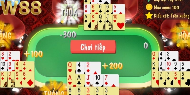 Người chơi có thể xếp bài theo hướng ưu tiên bộ bài mạnh nhất Người chơi có thể xếp bài theo hướng ưu tiên bộ bài mạnh nhất